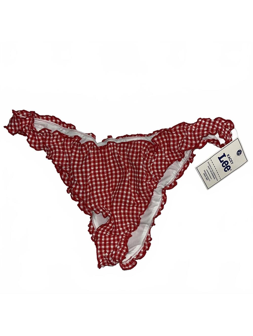 Lee Red Gingham Ruffle Bikini Bottom Women’s XXL 20 NWT